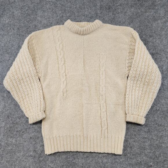 VTG John Molloy 100% Wool Mens XL? Cableknit Ireland Fisherman Crewneck Sweater - Picture 3 of 14